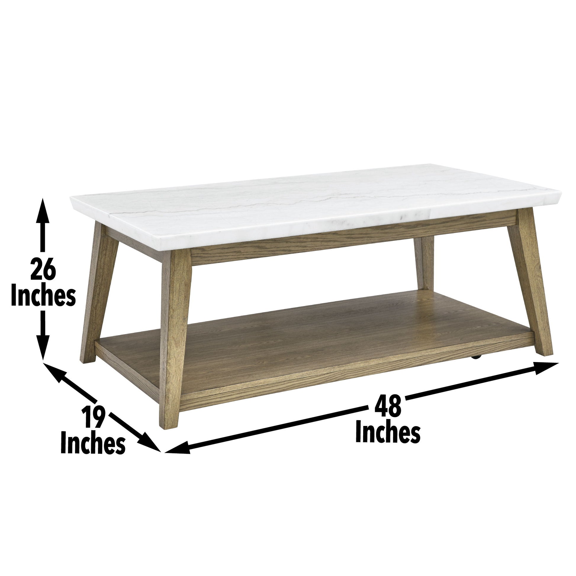Vida - Marble Top Coffee Table With Casters - Brown - Hornell Furniture Outlet