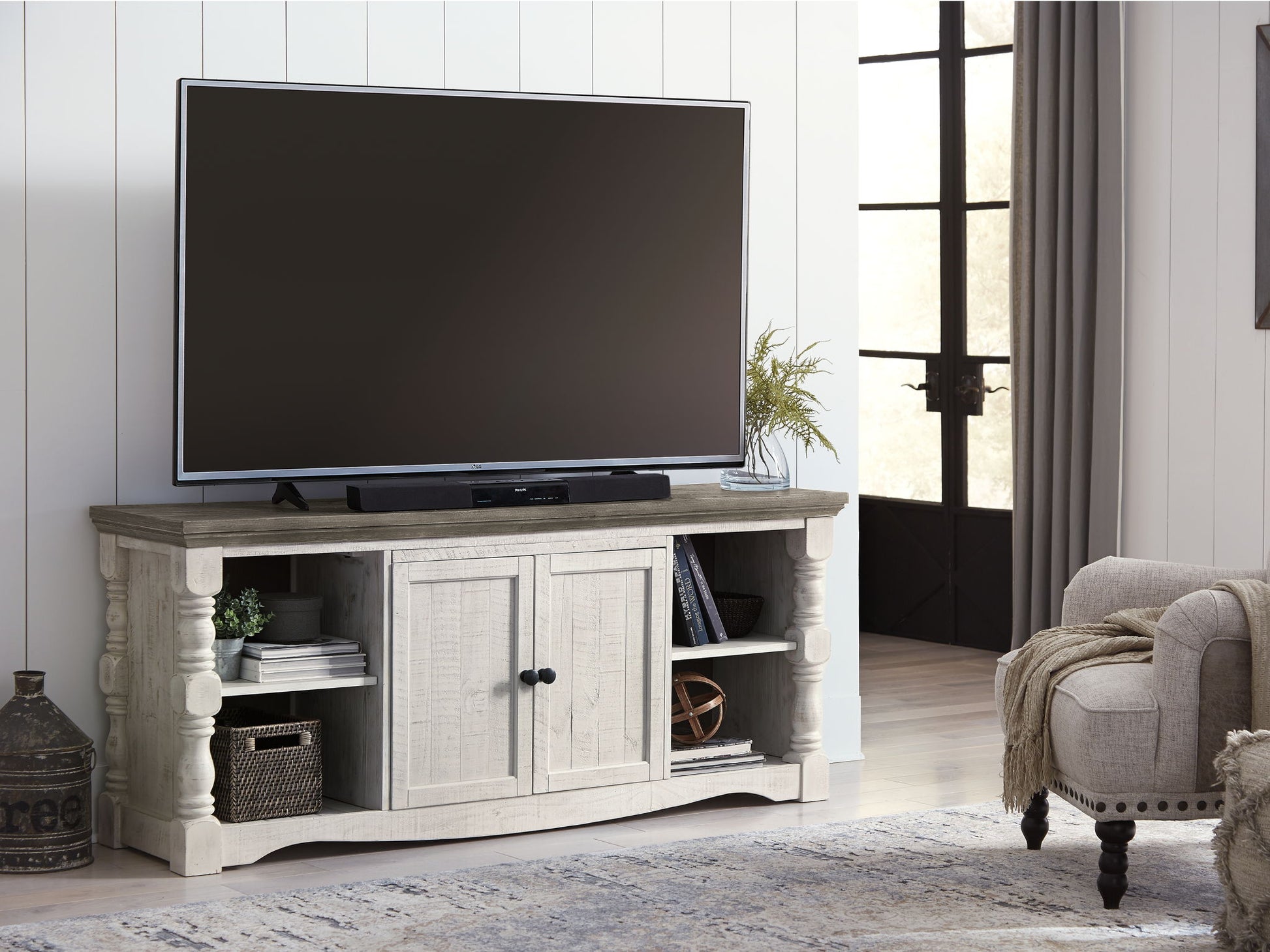Havalance - Extra Large TV Stand - 2 Doors - Brown / Beige - Hornell Furniture Outlet