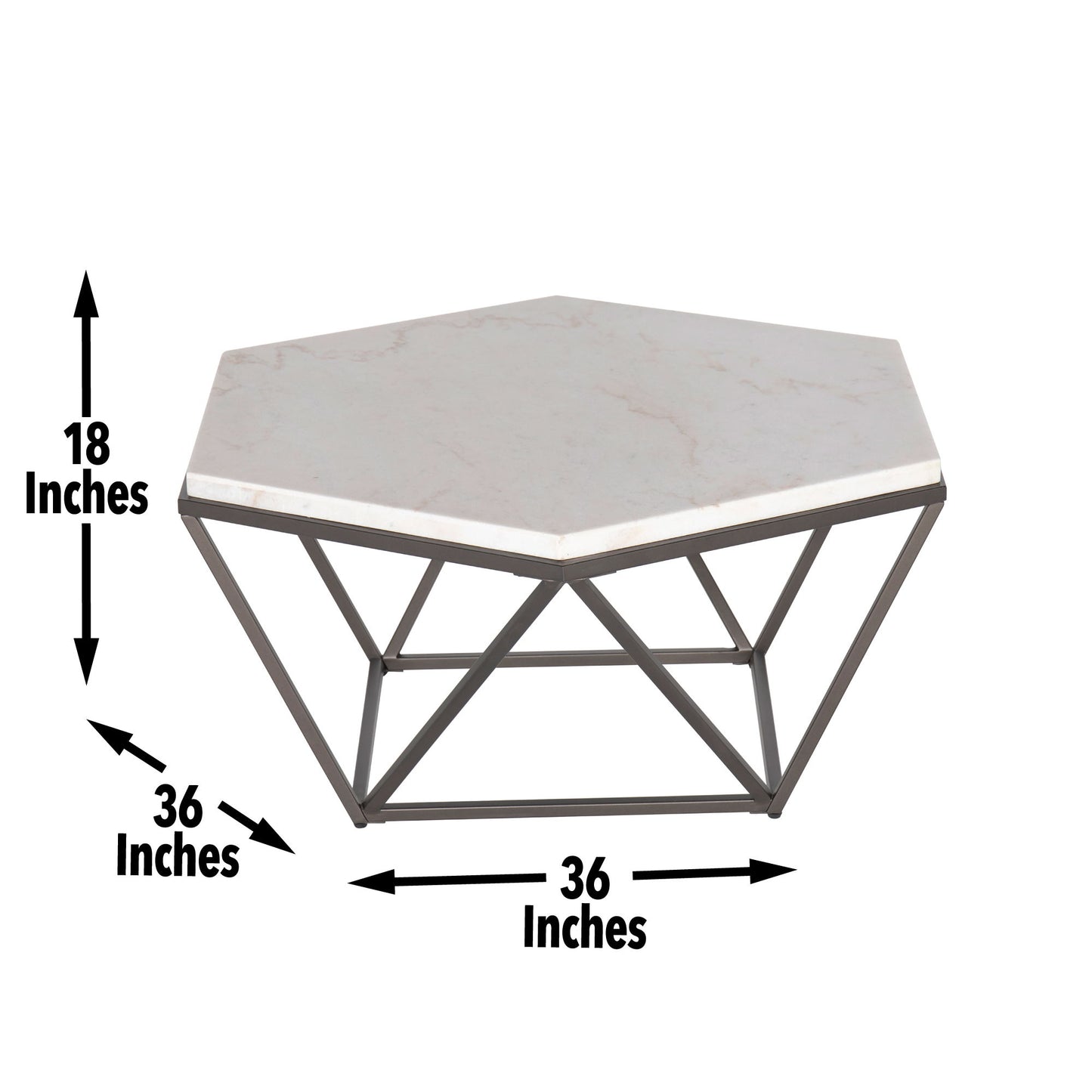Corvus - White Marble Top Hexagon - White - Hornell Furniture Outlet