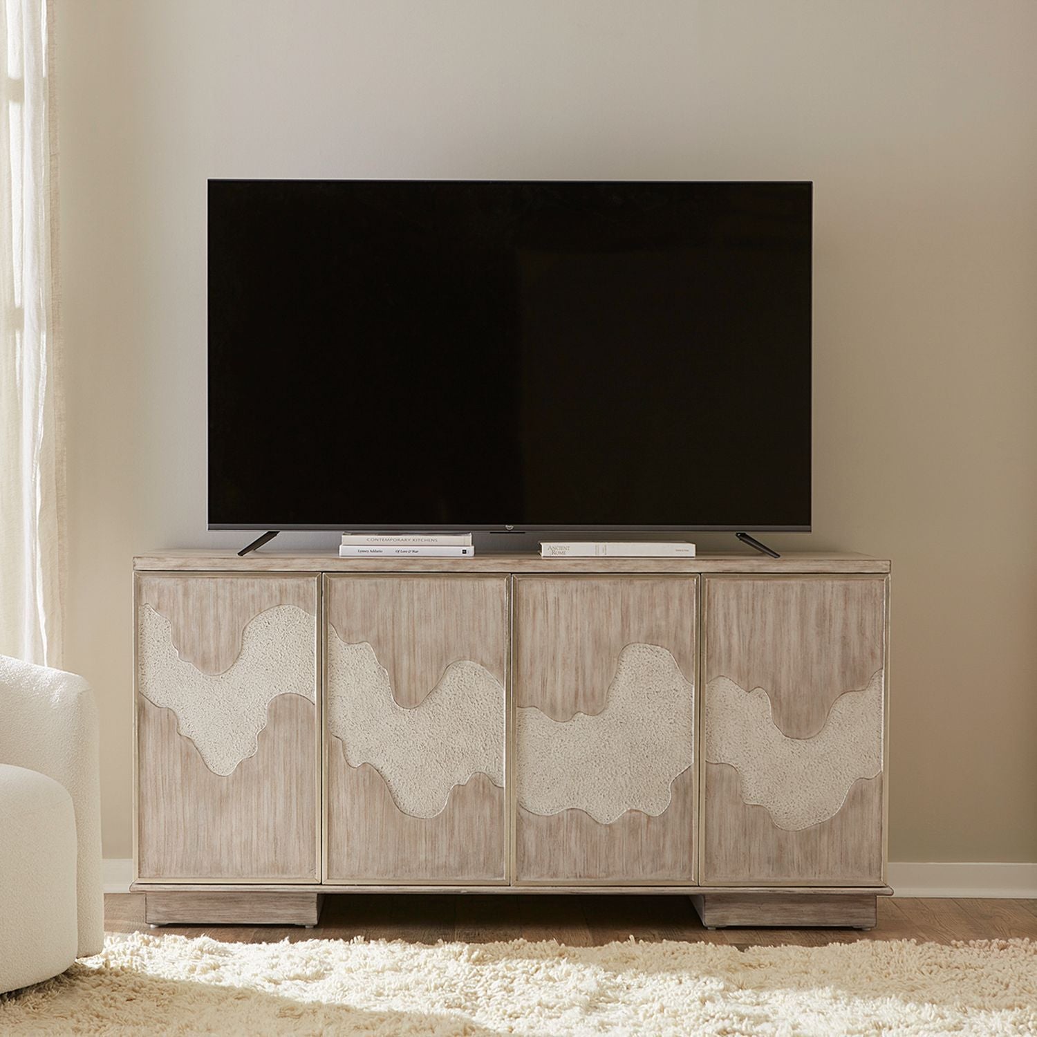 Terrace - 4 Door Accent Cabinet - Gray - Hornell Furniture Outlet
