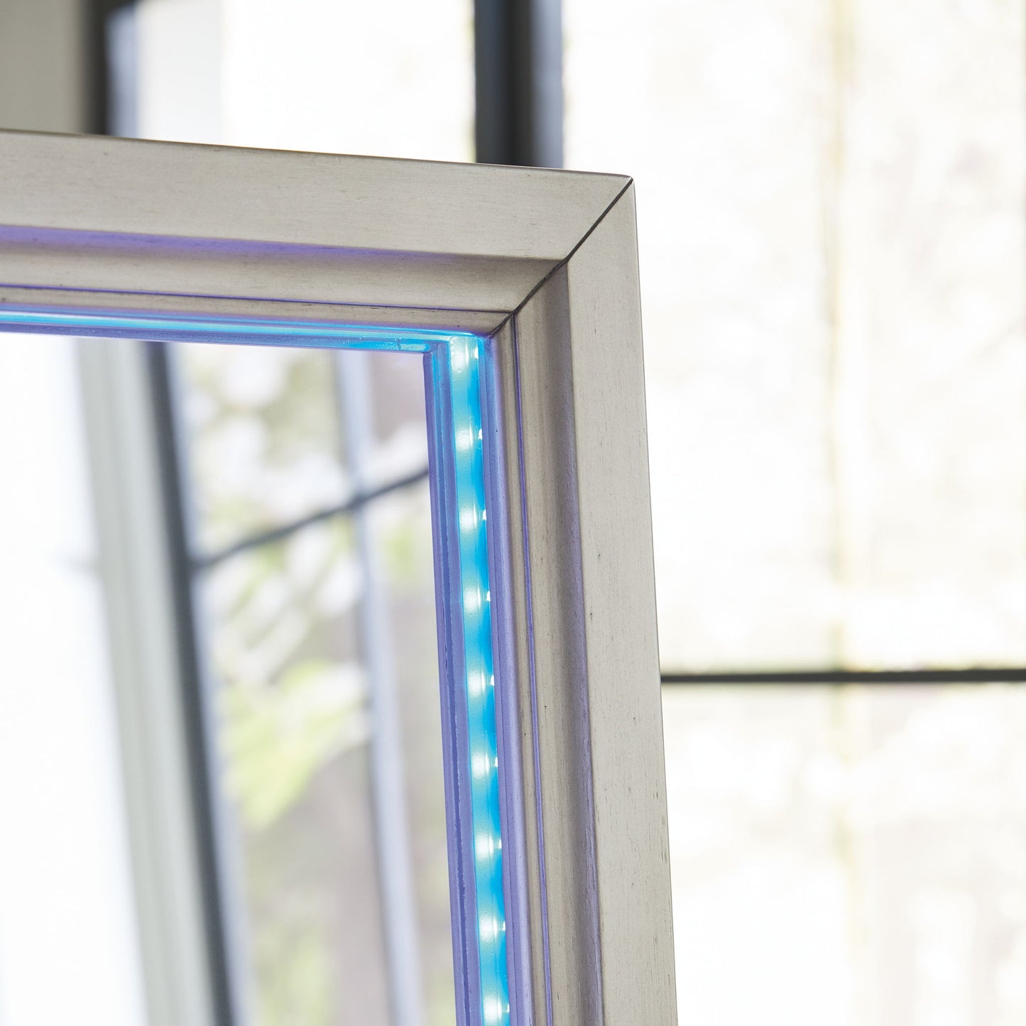 Evesen - Champagne - Floor Standing Mirror With Storage - Hornell Furniture Outlet