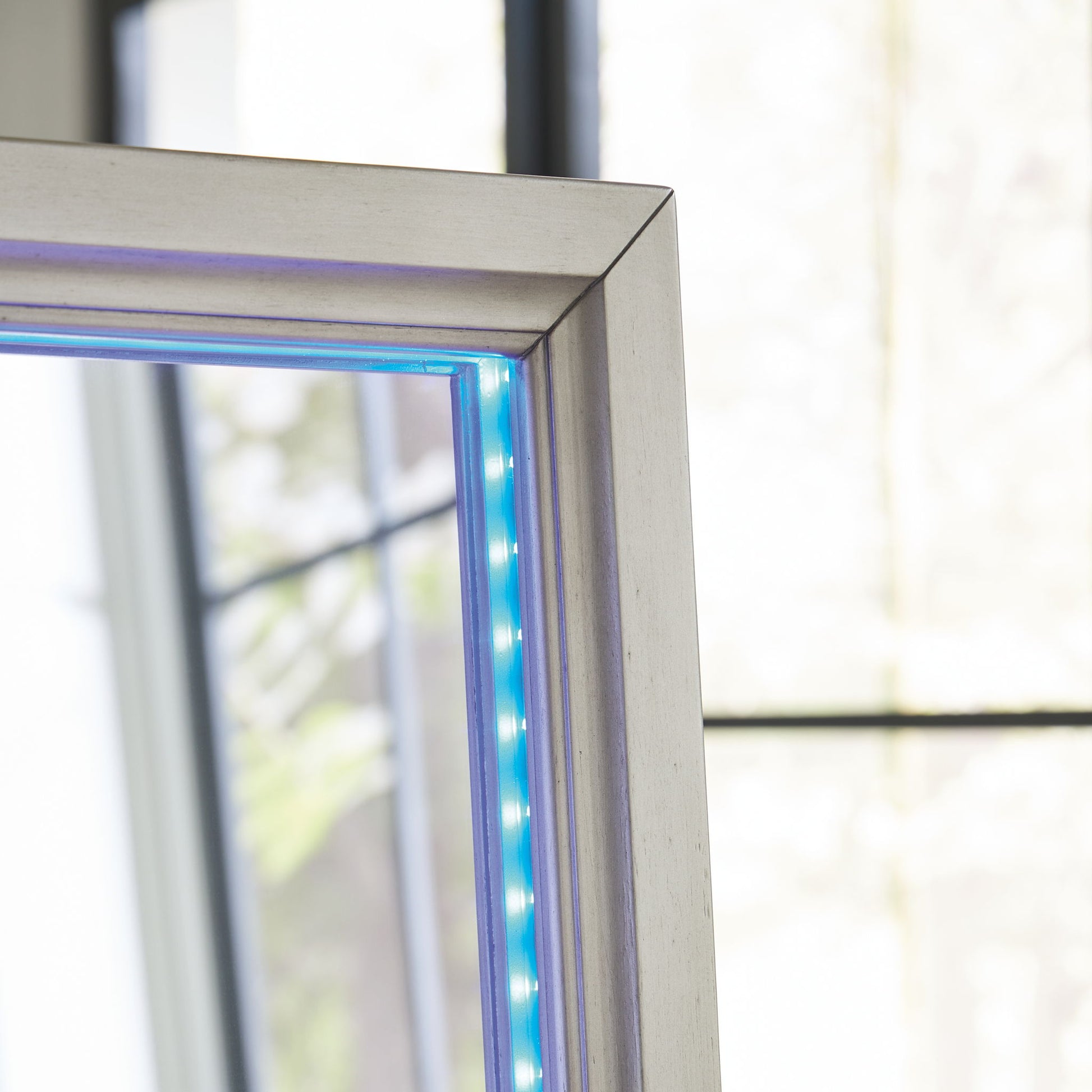 Evesen - Champagne - Floor Standing Mirror With Storage - Hornell Furniture Outlet