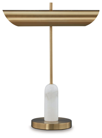 Rowleigh - Gold Finish / White - Marble Desk Lamp - Hornell Furniture Outlet