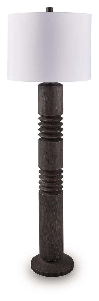 Fainwell - Distressed Black - Poly Floor Lamp - Hornell Furniture Outlet