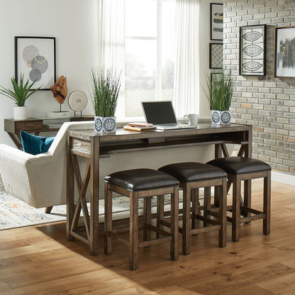Lennox - 4 Piece Console Set (Console 3 Stools) - Dark Brown - Hornell Furniture Outlet