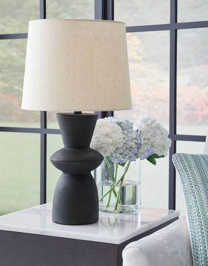 Scarbot - Distressed Black - Paper Table Lamp (Set of 2) - Hornell Furniture Outlet