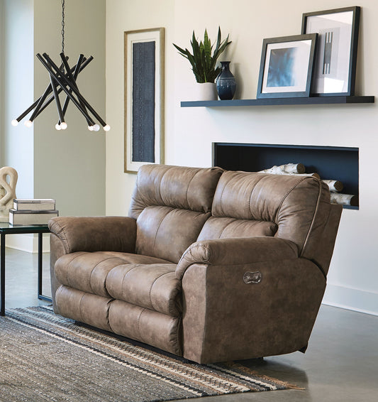 Hollins - Power Reclining Loveseat - Coffee - Hornell Furniture Outlet