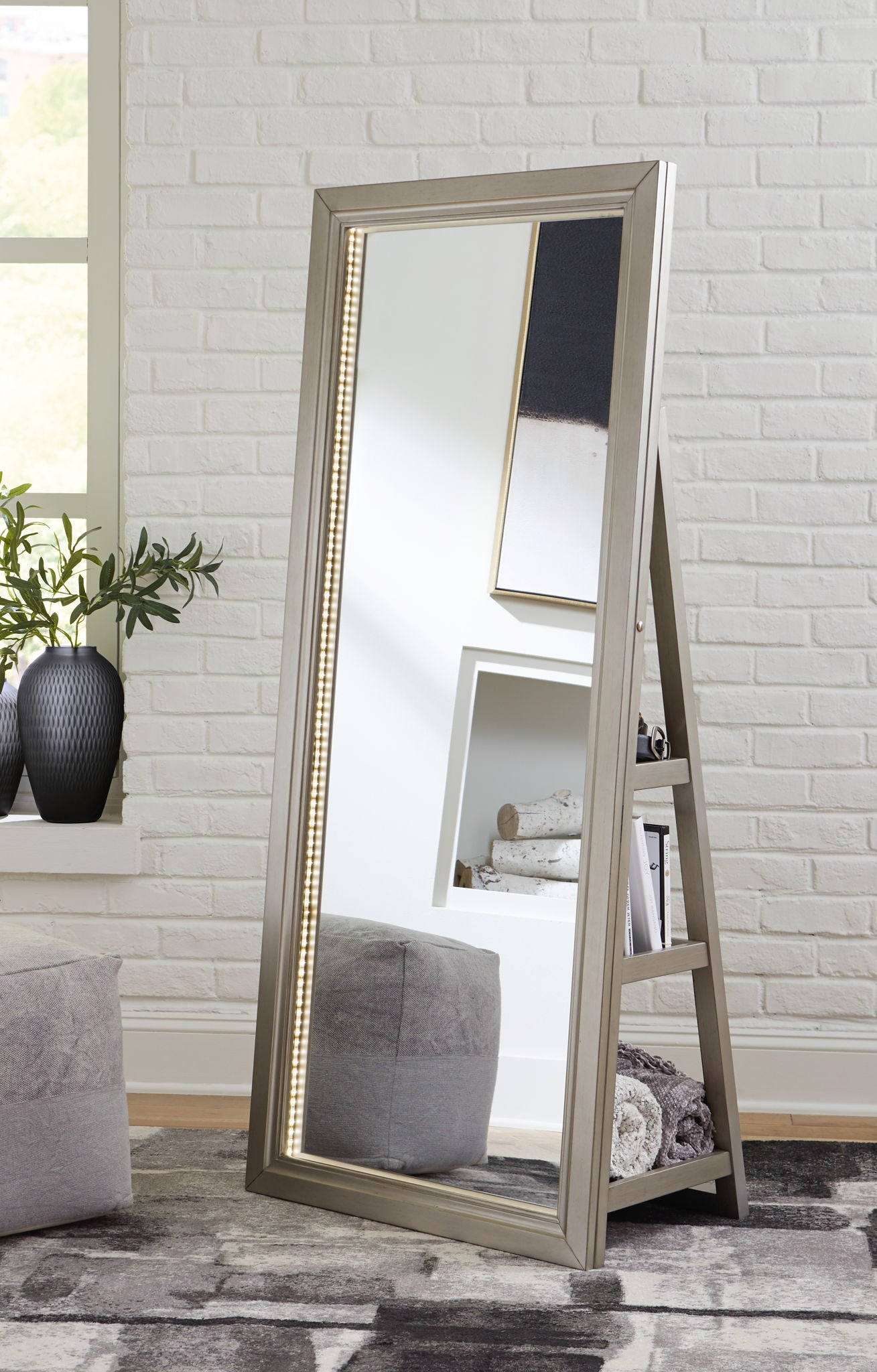 Evesen - Floor Standing Mirror/Storage - Hornell Furniture Outlet