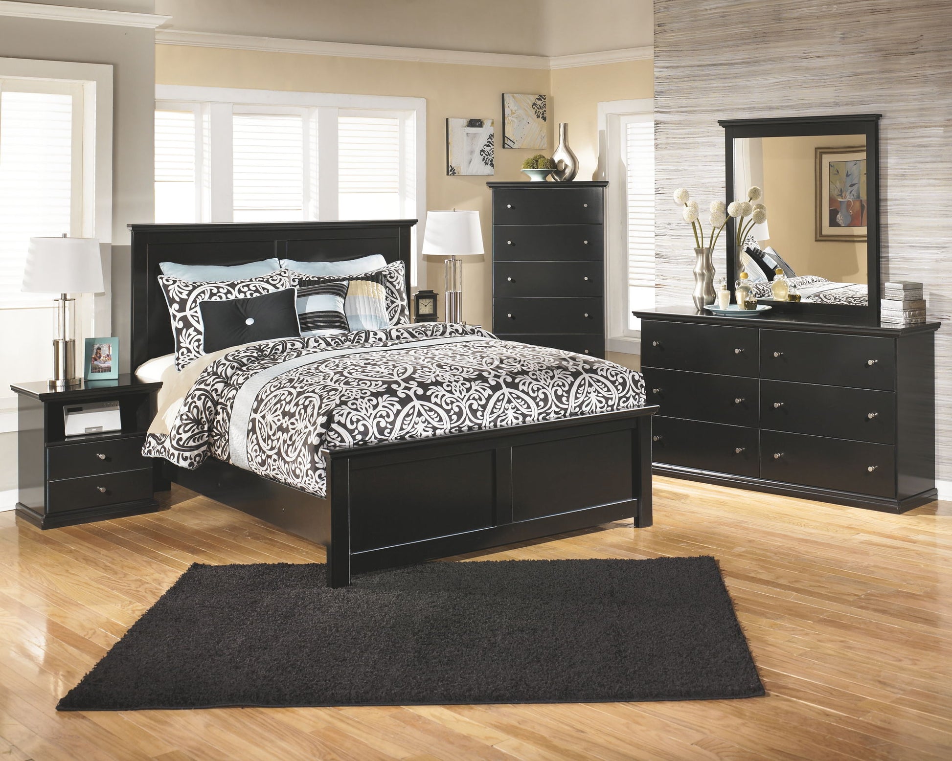 Maribel - Black - Five Drawer Chest - Hornell Furniture Outlet