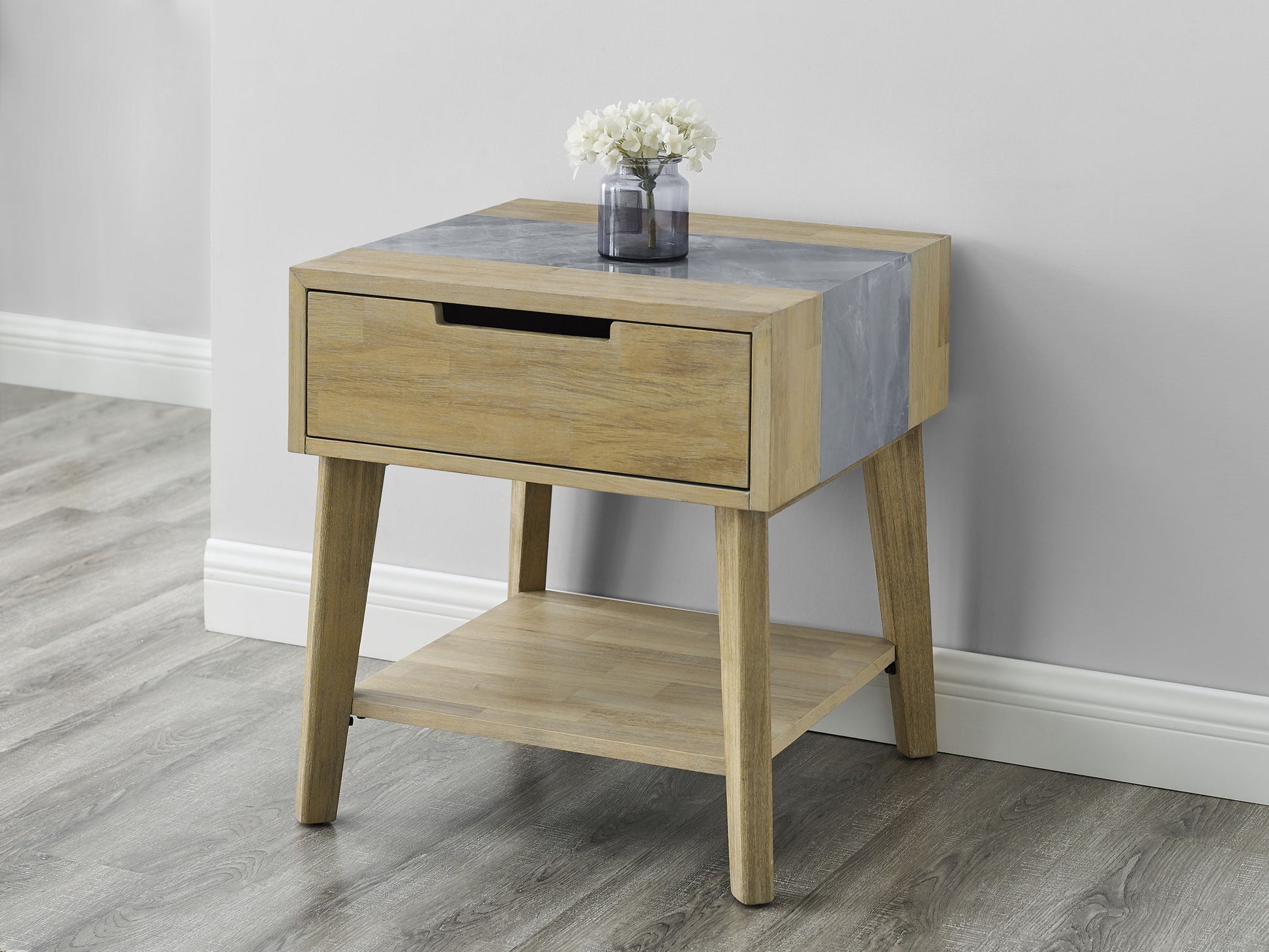 Calgary - Sintered Stone Inlay Side Table - Brown - Hornell Furniture Outlet