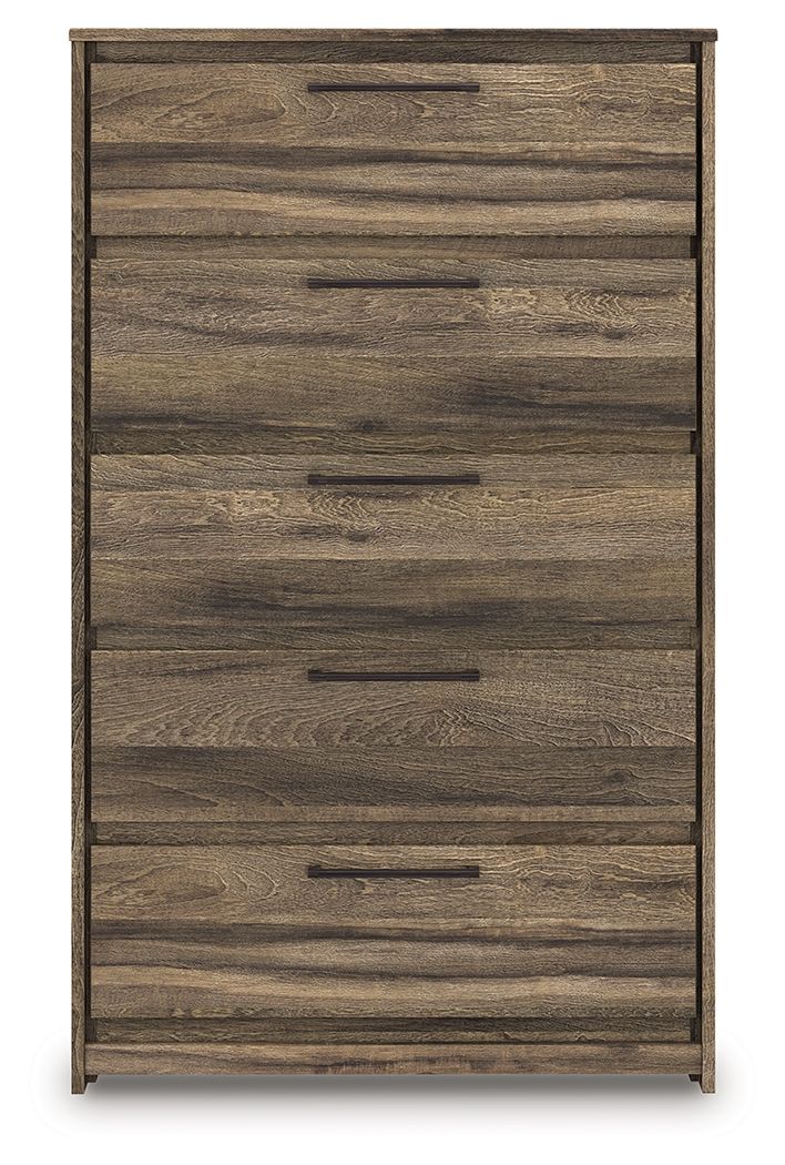 Elbrim - Brown - Five Drawer Chest - Hornell Furniture Outlet