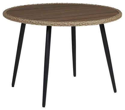 Amaris - Brown / Black - Round Dining Table - Hornell Furniture Outlet