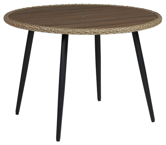Amaris - Brown / Black - Round Dining Table - Hornell Furniture Outlet