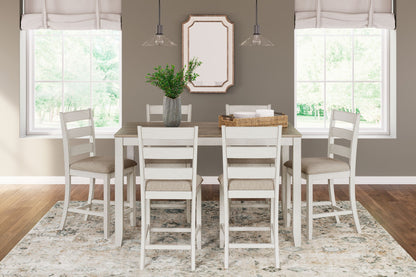 Skempton - White / Light Brown - Counter Height Dining Table and Bar Stools (Set of 7) - Hornell Furniture Outlet