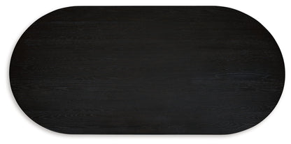 Rowanbeck - Black - Oval Dining Room Table - Hornell Furniture Outlet