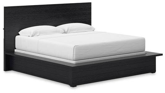Londer - Black - King Panel Bed - Hornell Furniture Outlet