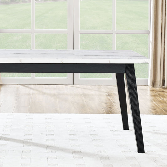 Vida Black - Marble Top Dining Table - White - Hornell Furniture Outlet
