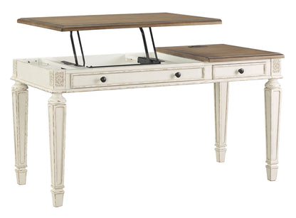 Realyn - White / Brown - Home Office Lift Top Desk - Hornell Furniture Outlet