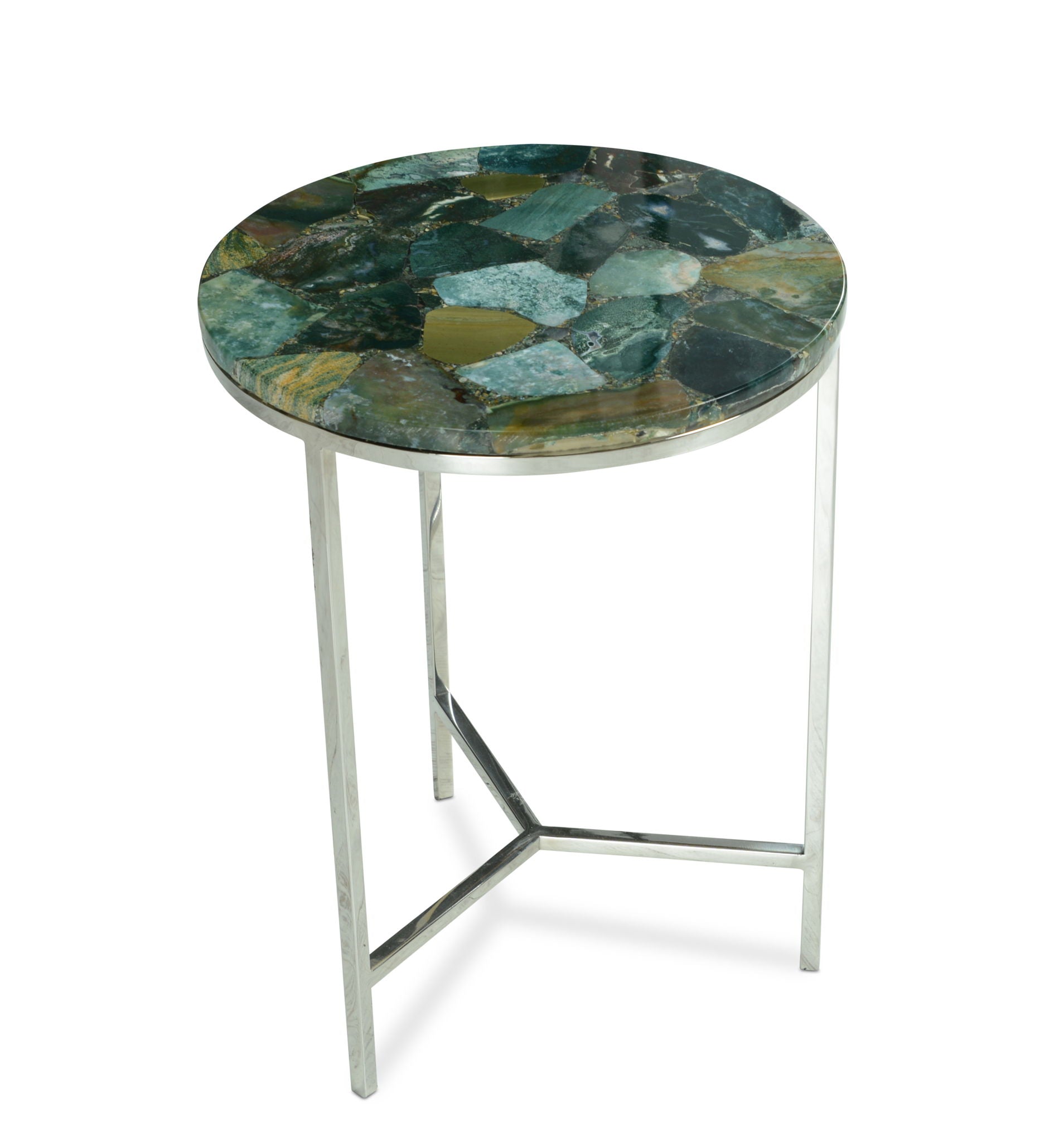 Foster - Jaspe Top Chairside Table - Green - Hornell Furniture Outlet