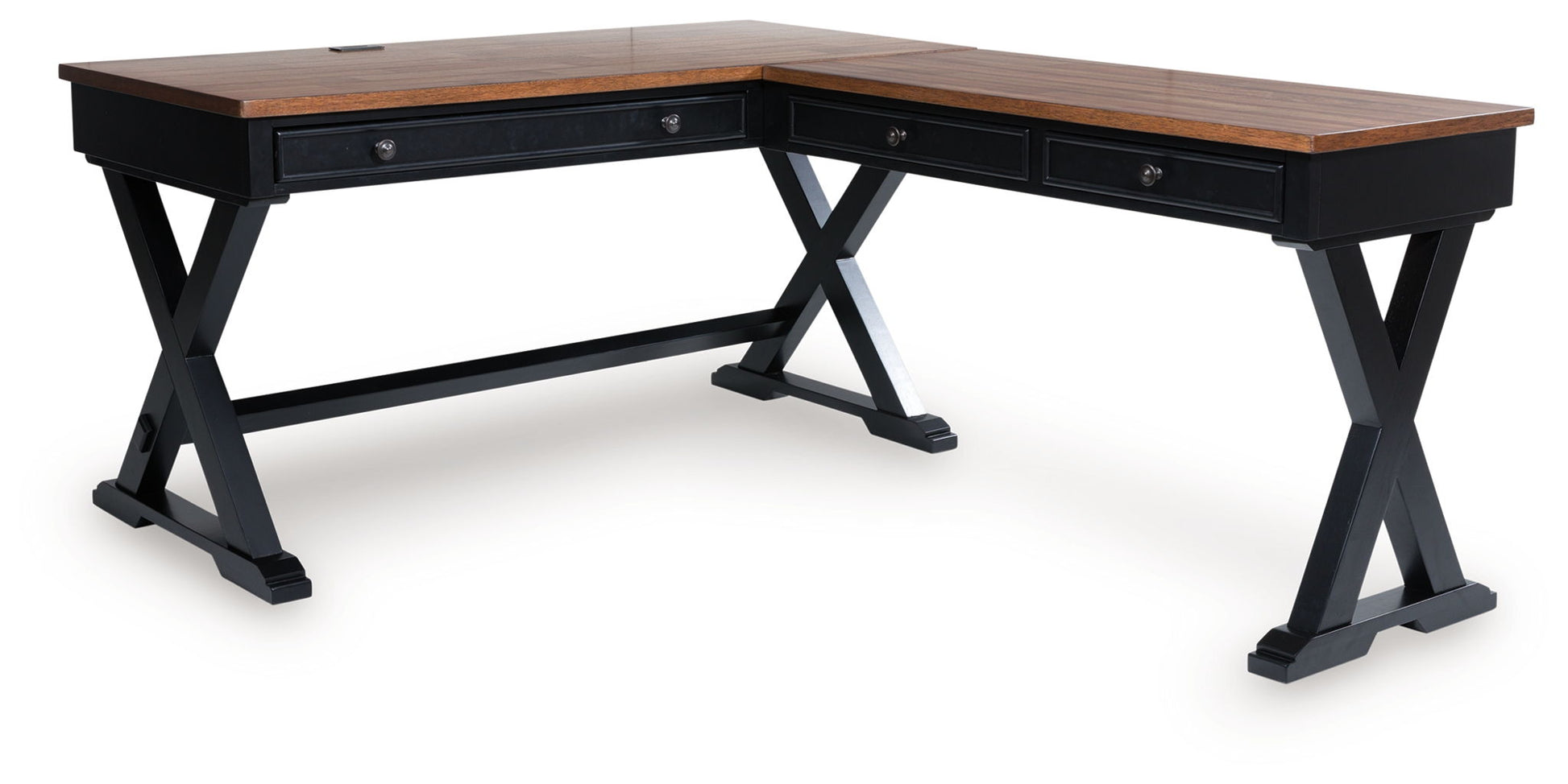Wildenauer - Brown / Black - Home Office Desk And Return - Hornell Furniture Outlet