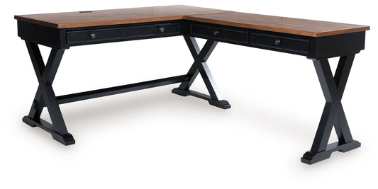 Wildenauer - Brown / Black - Home Office Desk And Return - Hornell Furniture Outlet