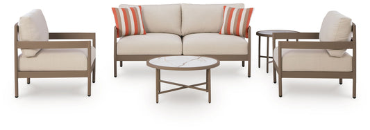 Bluff Trail - Loveseat, Lounge Chairs, Tables Set (Set of 5) - Beige - Hornell Furniture Outlet