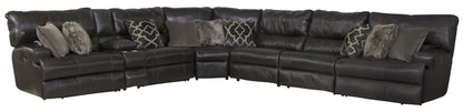 Como - 7 Piece Italian Leather Match Reclining Sectional - Hornell Furniture Outlet