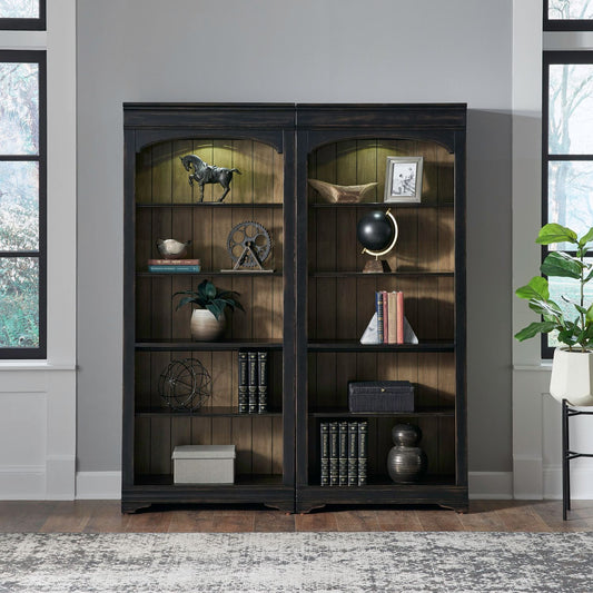 Meritage - 2 Piece Bunching Bookcase - Black - Hornell Furniture Outlet