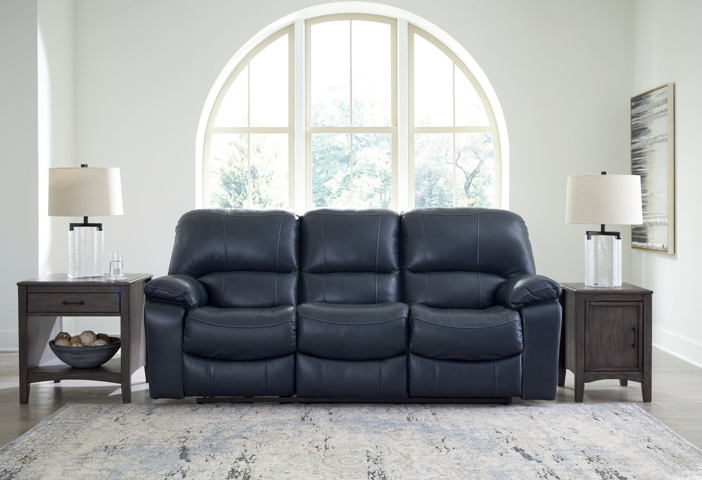 Leesworth - 3 Pc. - Power Reclining Sofa, Power Reclining Loveseat, Power Rocker Recliner - Ocean - Hornell Furniture Outlet