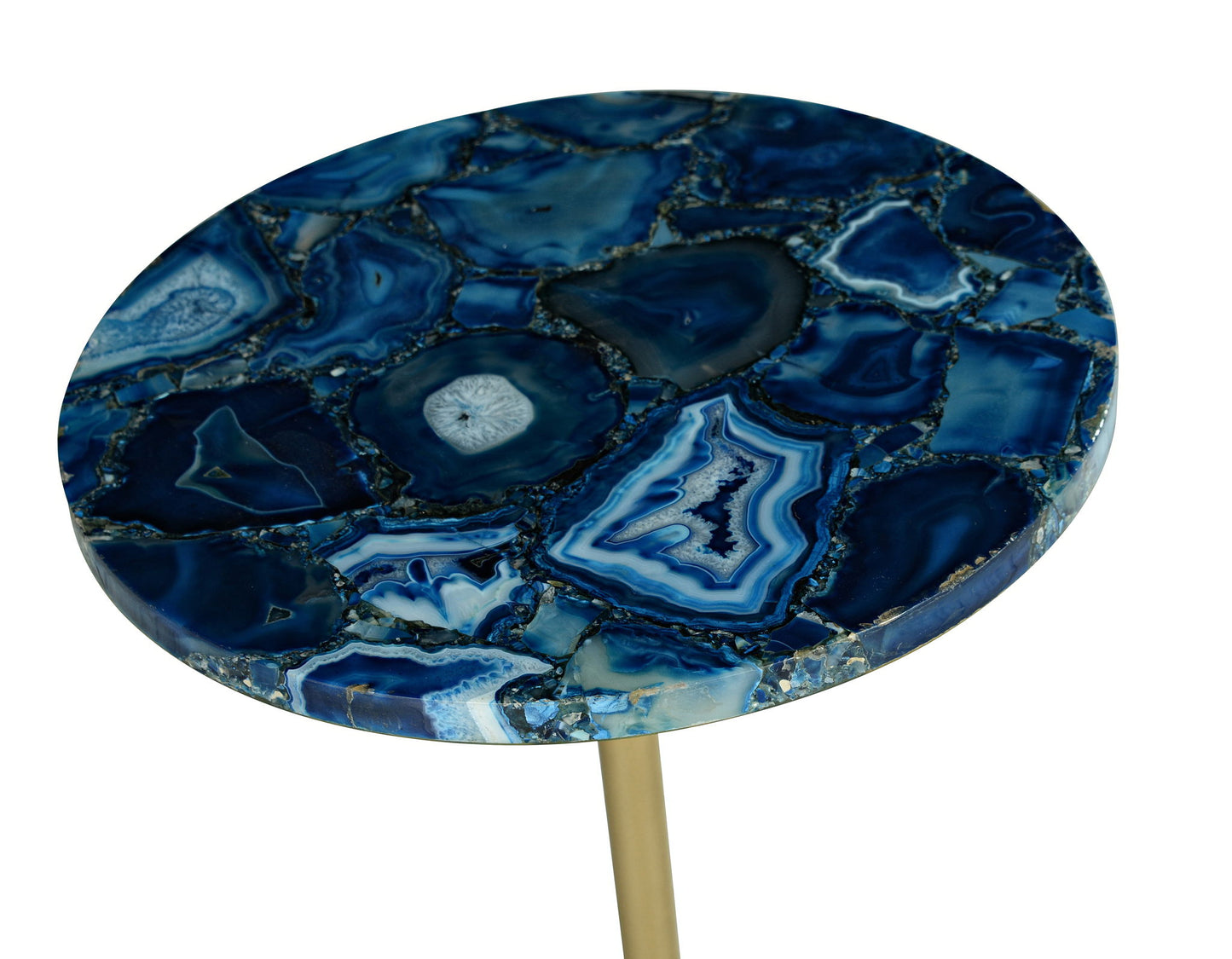 Oceana - Agate Top Round Chairside Table - Blue - Hornell Furniture Outlet