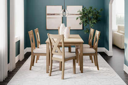 Sanbriar - Light Brown - RECT DRM Table Set (Set of 7) - Hornell Furniture Outlet