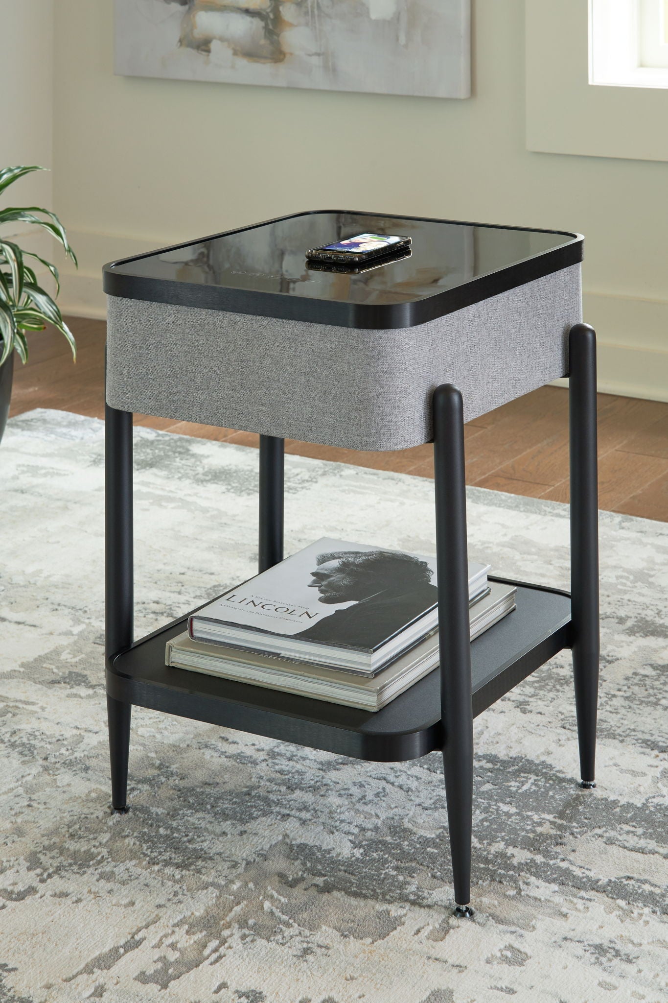 Jorvalee - Gray / Black - Accent Table with Speaker - Hornell Furniture Outlet