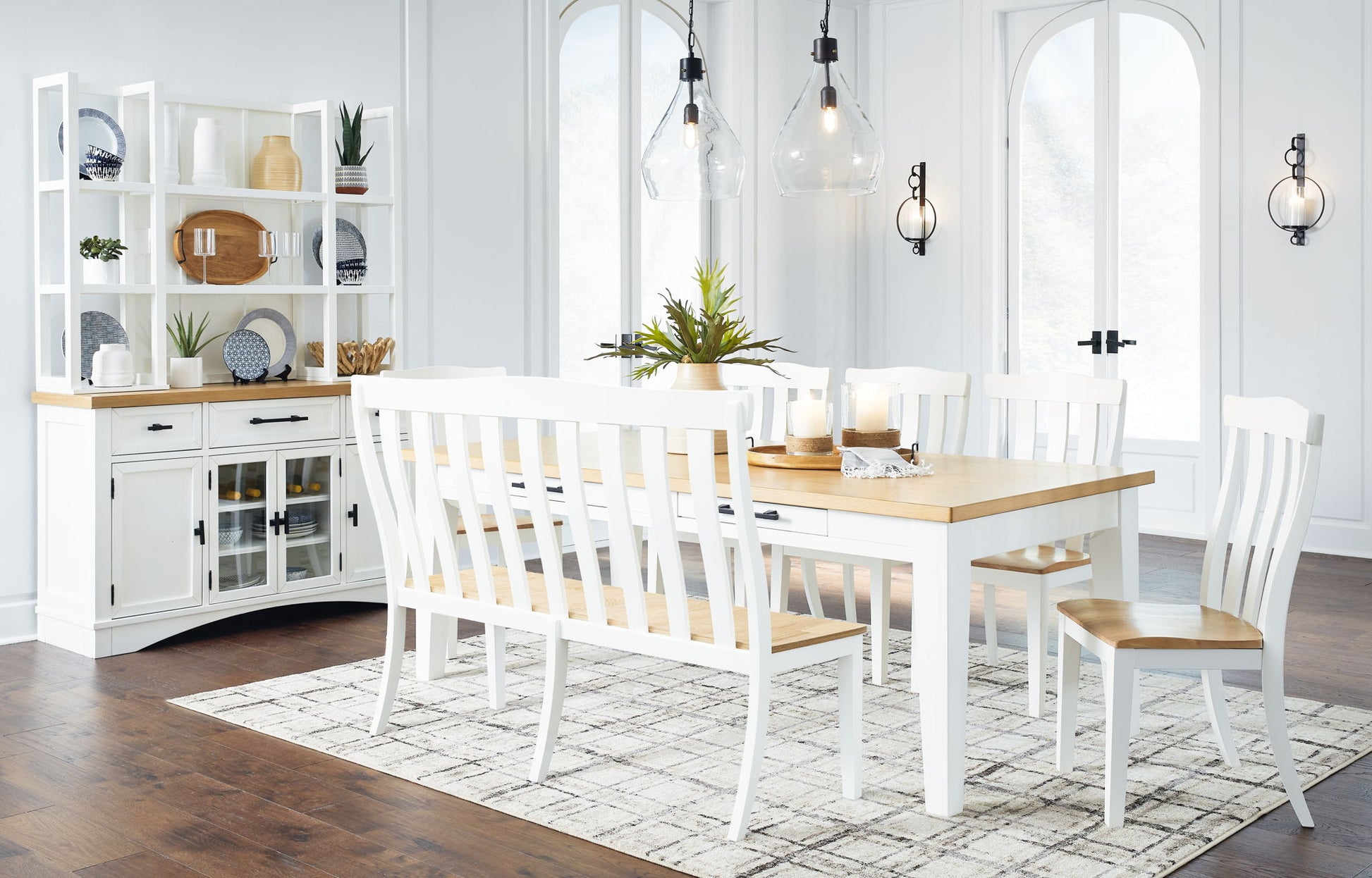 Ashbryn - White / Natural - Rectangular Dining Room Table - Hornell Furniture Outlet