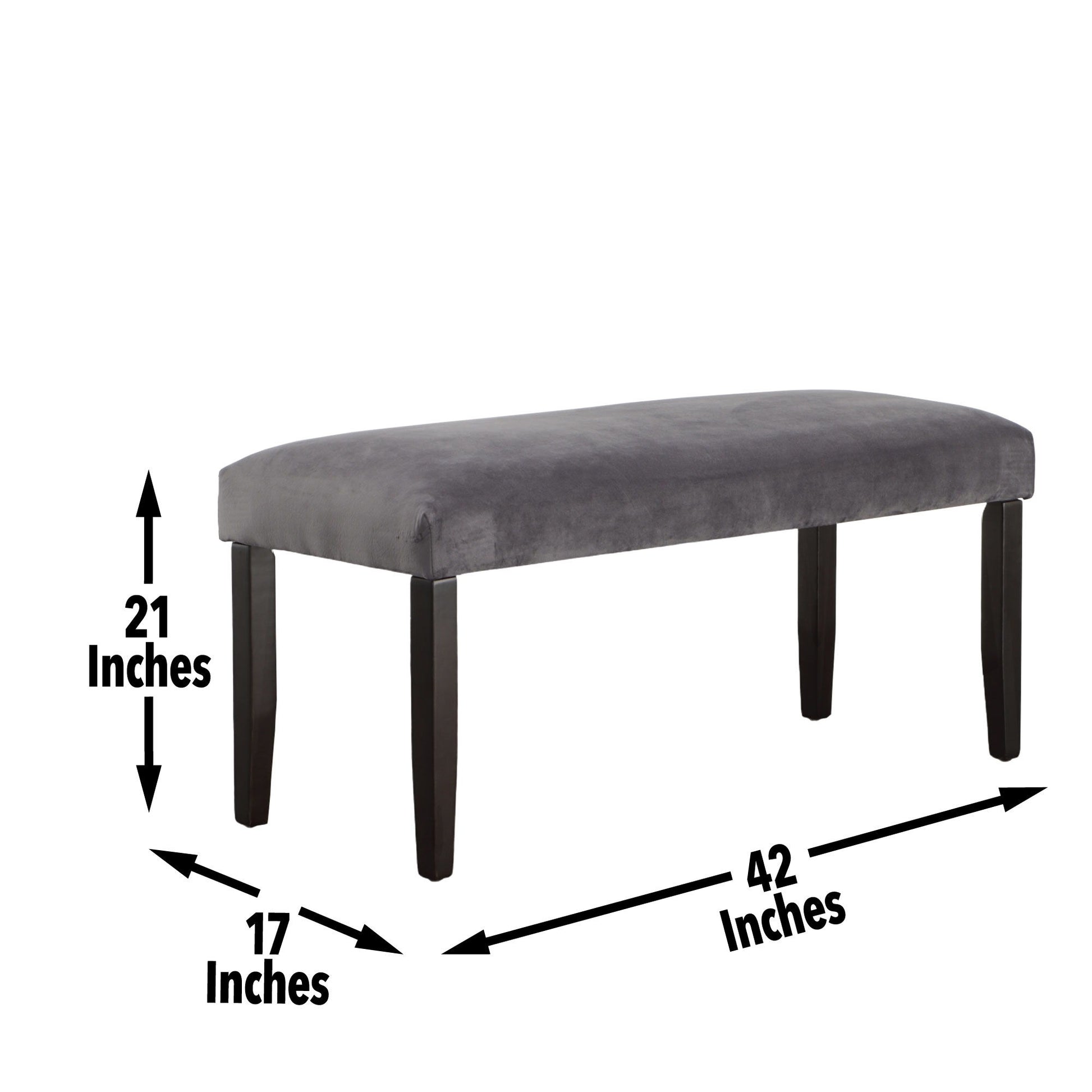 Napoli - Velvet Dining Bench - Gray - Hornell Furniture Outlet