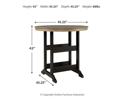 Fairen Trail - Round Bar Table w/Umb OPT - Black / Driftwood - Hornell Furniture Outlet