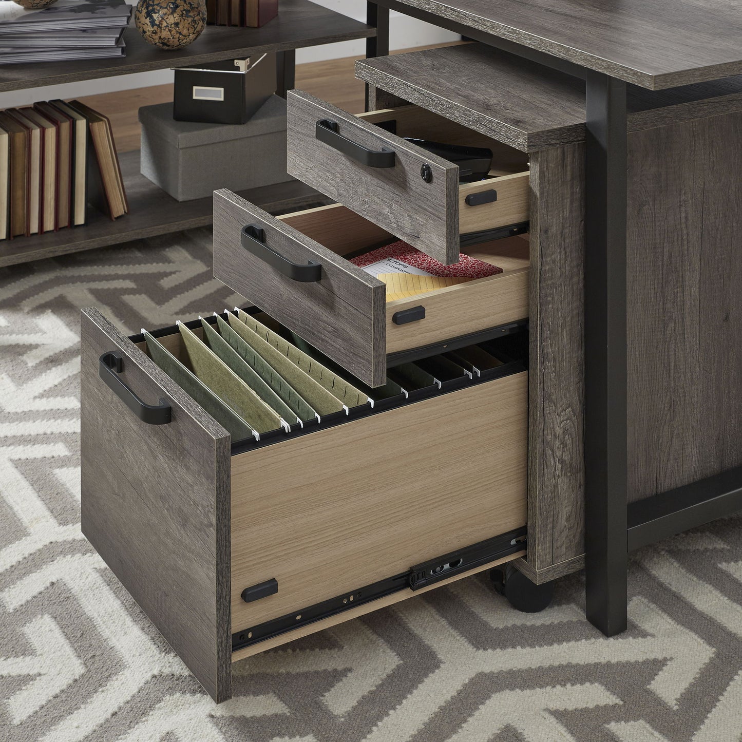 Tanners Creek - 2 Piece Home Office Desk Set - Dark Gray - Hornell Furniture Outlet