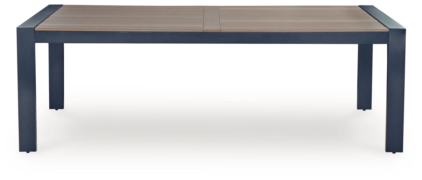 East Beach - Rectangular Dining Table With Umbrella Option - Blue - Hornell Furniture Outlet