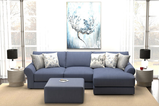 Cape May - Sofa Chaise With Comfort Coil Seating, 41" Cocktail Ottoman And 5 Accent Pillows Included - Hornell Furniture Outlet