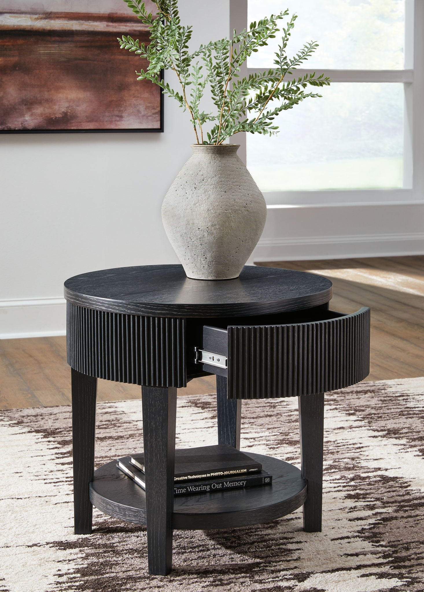 Marstream - Black - Round End Table - Hornell Furniture Outlet