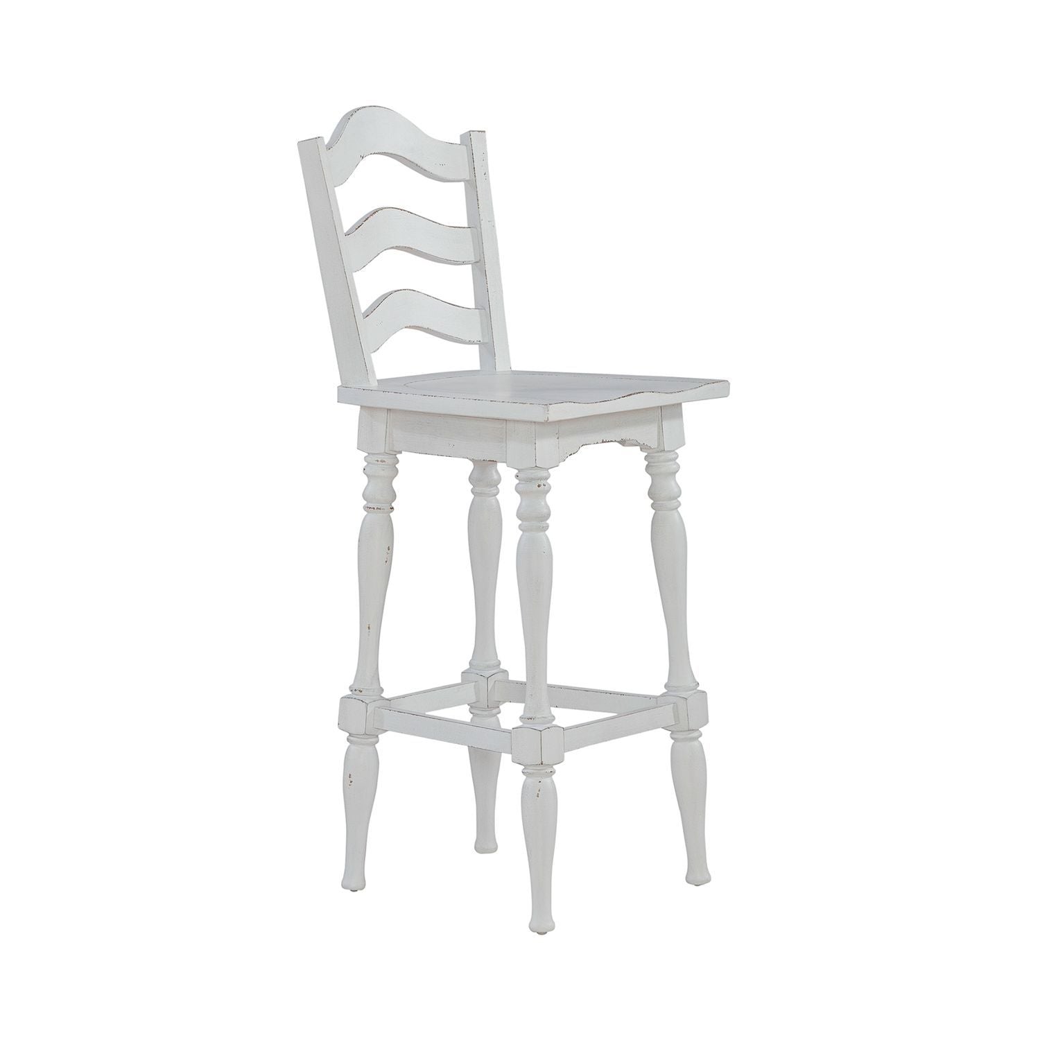 Magnolia Manor - Ladderback Swivel Bar Stool - White - Hornell Furniture Outlet