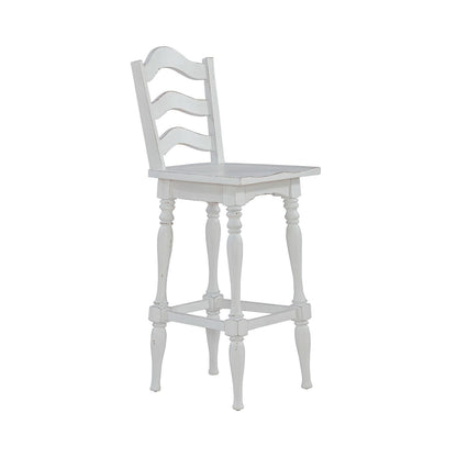 Magnolia Manor - Ladderback Swivel Bar Stool - White - Hornell Furniture Outlet