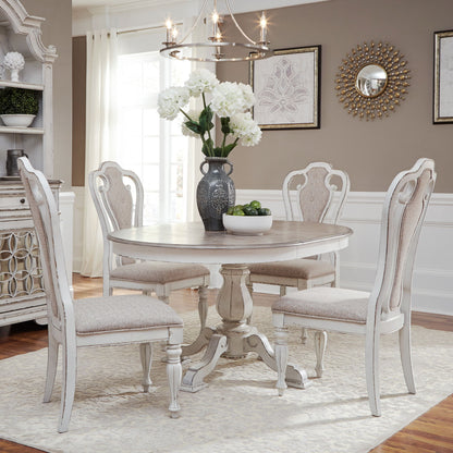 Magnolia Manor - Pedestal Table Set With Upholstered Chairs - Hornell Furniture Outlet