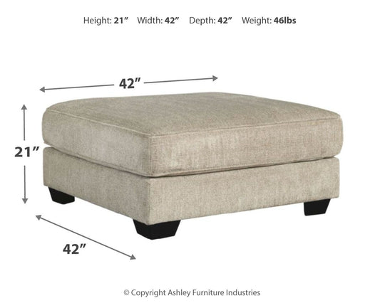 Ardsley - Pewter - Oversized Accent Ottoman - Hornell Furniture Outlet