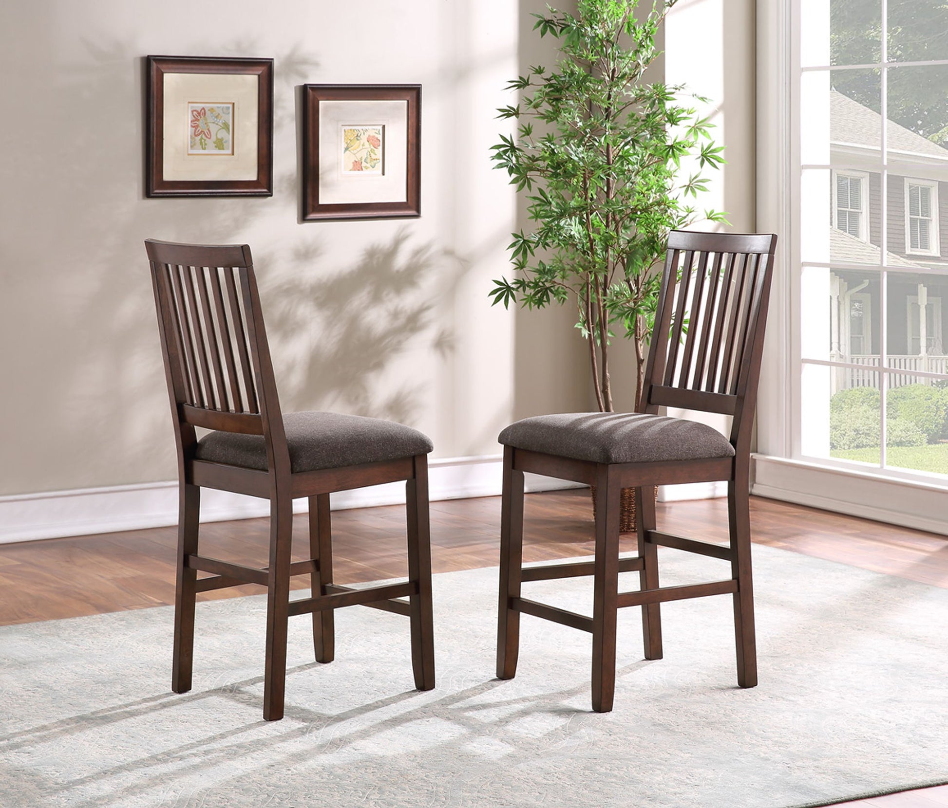 Yorktown - Counter Chair (Set of 2) - Dark Brown - Hornell Furniture Outlet