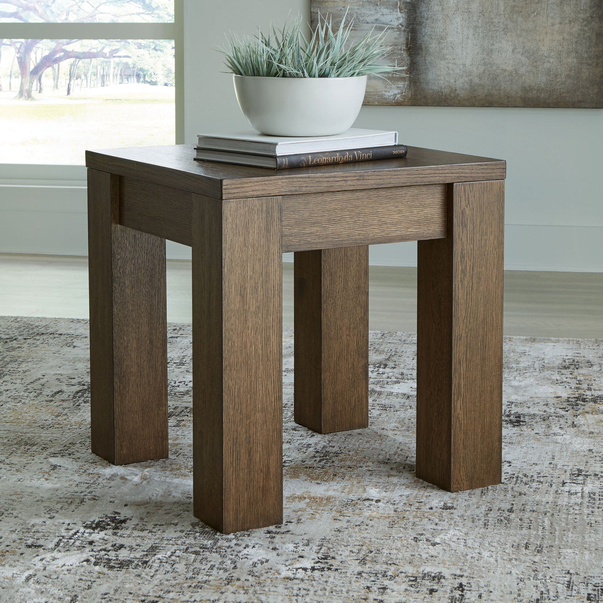 Rosswain - Warm Brown - Square End Table - Hornell Furniture Outlet