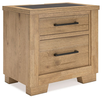Galliden - Light Brown - Two Drawer Night Stand - Hornell Furniture Outlet