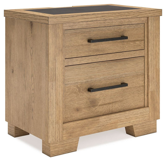 Galliden - Light Brown - Two Drawer Night Stand - Hornell Furniture Outlet