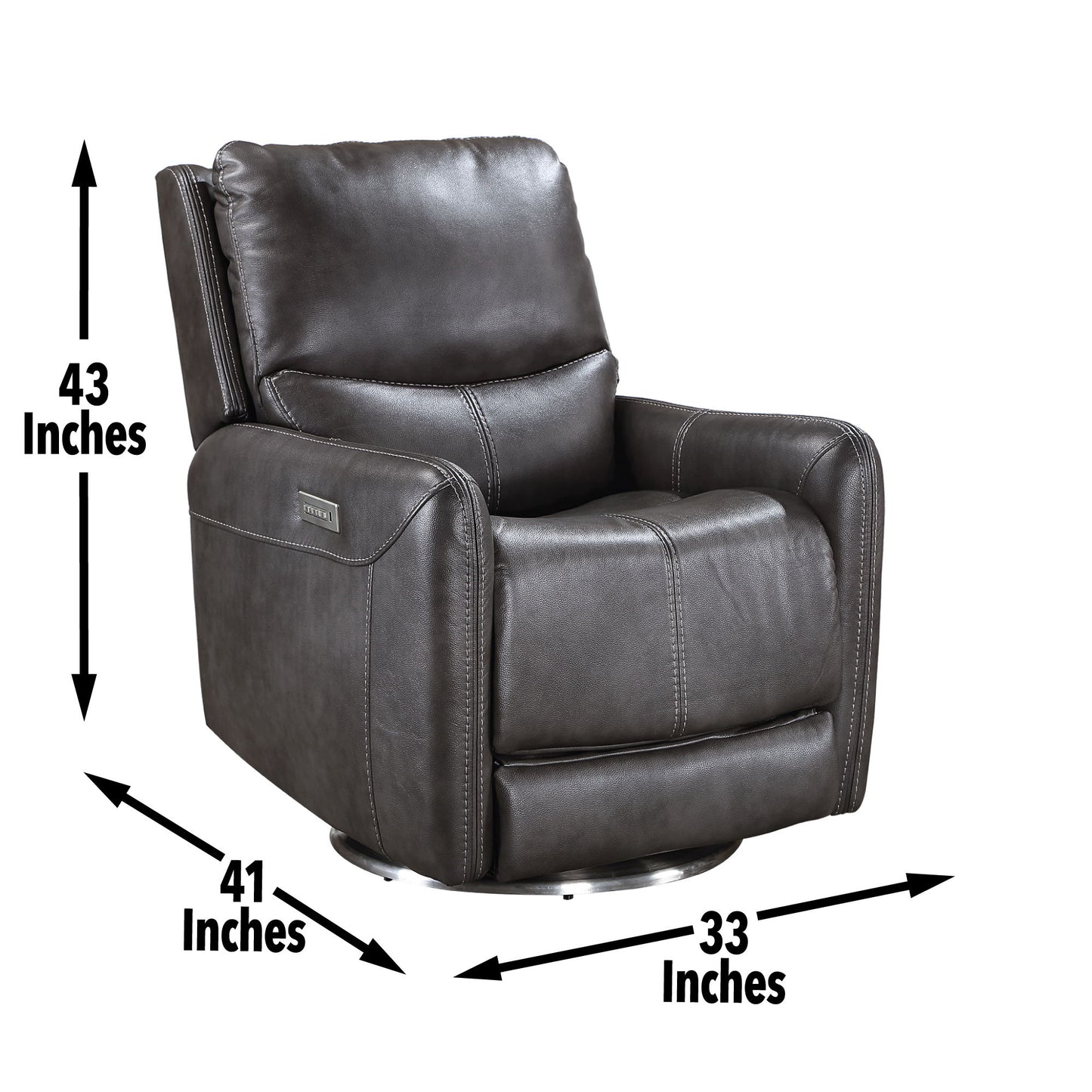 Athens - 360 Swivel Triple - Power Chair - Black - Hornell Furniture Outlet