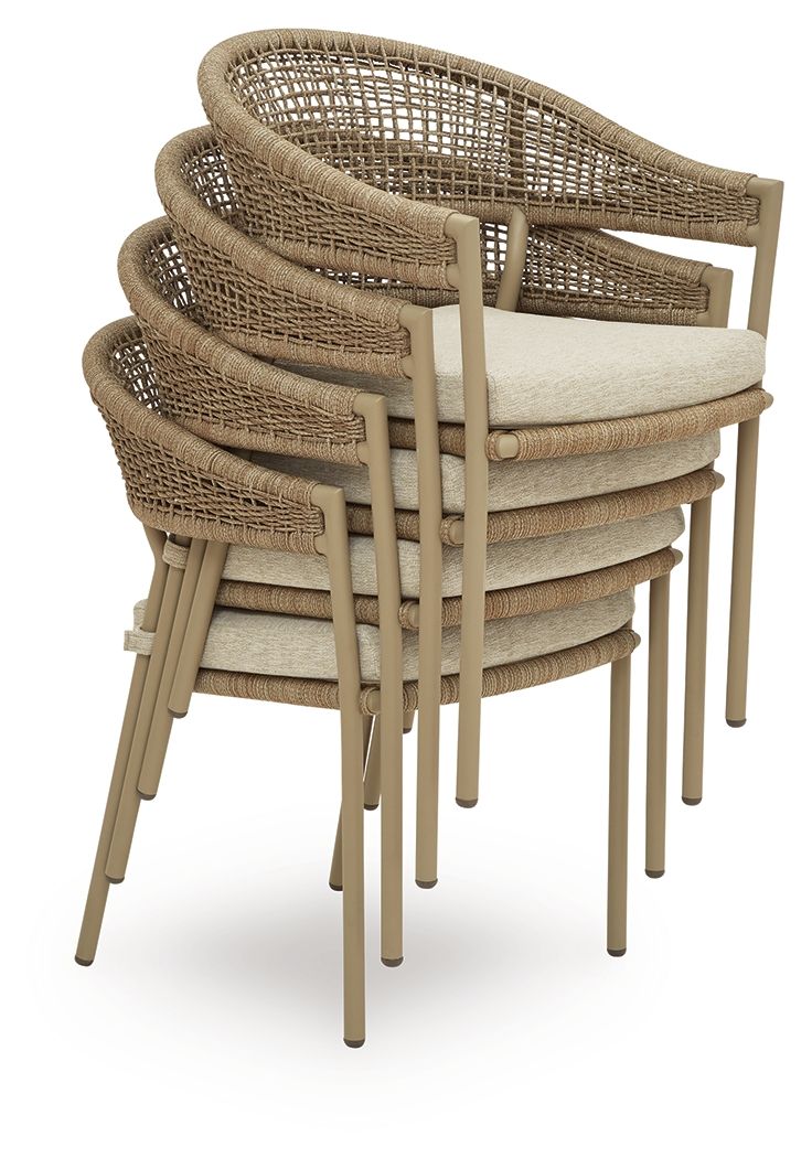 Orchard Beach - Arm Chair With Cushion (Set of 4) - Beige - Hornell Furniture Outlet