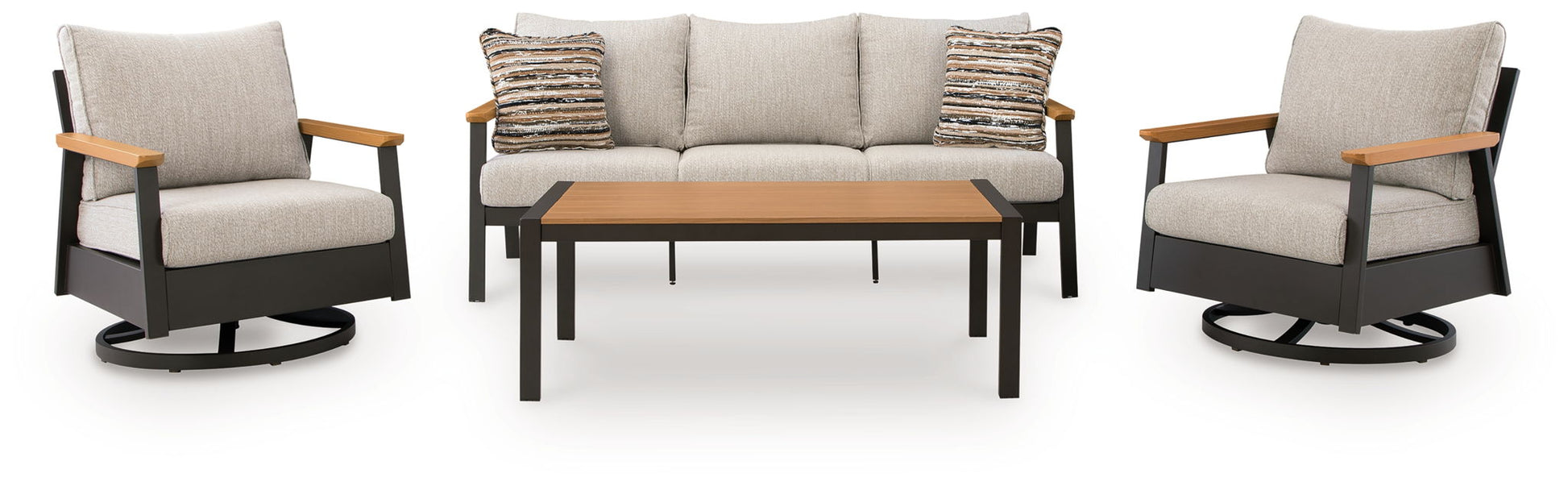 Carmel Highlands - Sofa, Chairs, Table Set (Set of 4) - Dark Brown - Hornell Furniture Outlet